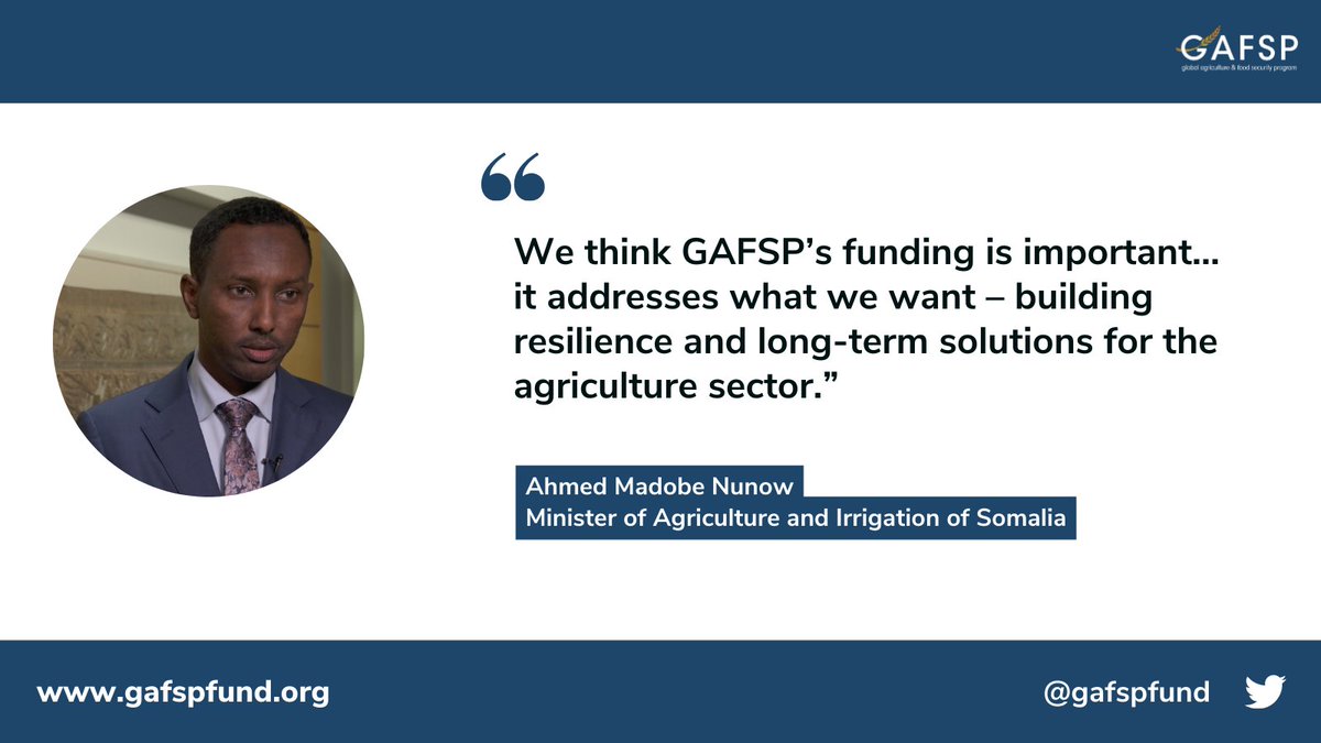 From conflicts to #ClimateChange, #Somalia is facing various challenges. Its Minister of Agriculture and Irrigation, Ahmed Madobe Nunow, underscored the role of #GAFSP funding in helping smallholder farmers improve their productivity.

#ReshapingDevelopment @WBG_Agriculture