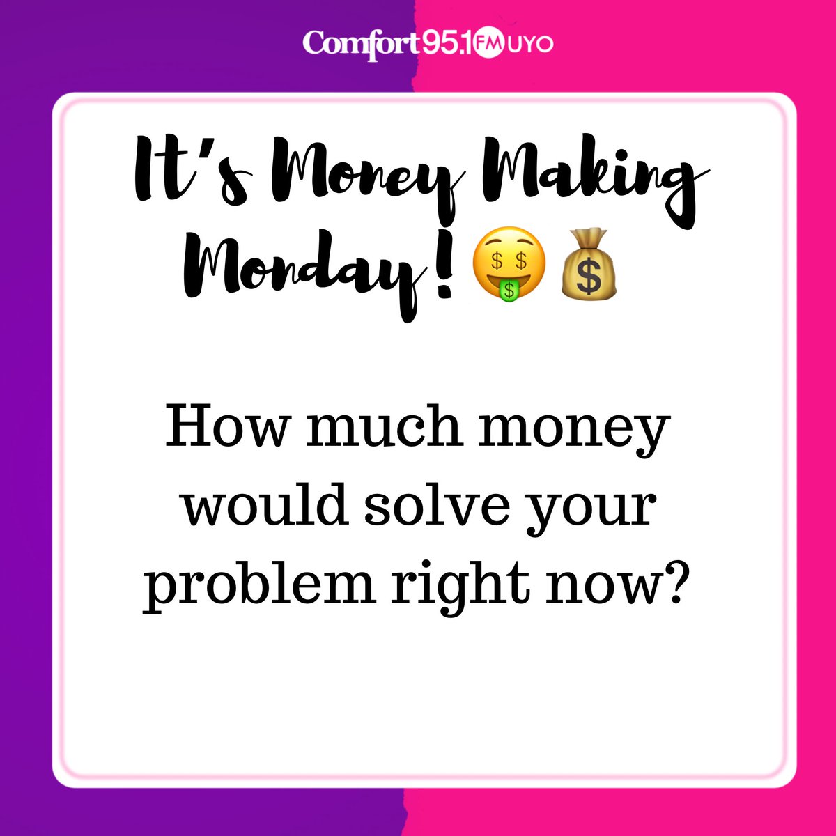 OfficialCFM951's tweet photo. So how much do you need right now?😂
#CBF #moneymakingmindset #moneyfacts https://t.co/exkayHAz6S