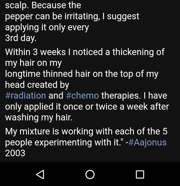 <a href="/PunishedMugi1/">Punished Mugi</a> Because people have been asking me about the pepper water for hair loss / androgenetic alopecia

It was an experiment I’ve been trying.
Here’s how I make it myself at home:

Piperine in water turns into piperidine which is the key ingredient of minoxidil