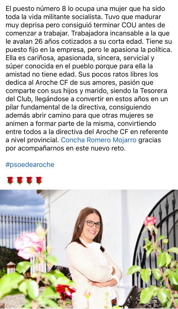 psoe_aroche's tweet photo. ¡Buenos días!

🌹Continuamos presentando nuestra candidatura. Un equipo solvente, que representa a todos los colectivos y edades, conformado por 16 personas, 9 mujeres y 7 hombres. https://t.co/6v1PZvs8Mv