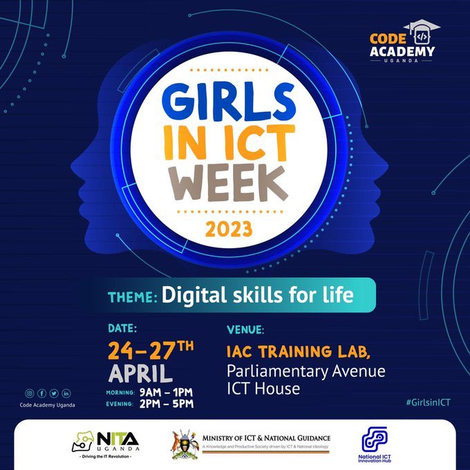 Join us in celebrating Girls in ICT all week with this year's theme 'Digital Skills for Life'! Let's empower more girls in STEM careers to thrive in the digital world. #GirlsICTWeek2023 #DigitizeUG