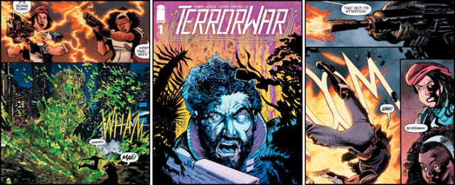 Blaxkleric's tweet photo. Takes you to a place "where at any moment a person might be horrifyingly immolated by a giant green cartoon caricature fresh from a kid’s television show."

#Terrorwar No. 1 by @saladinahmed @davedrawsgood @jayleisten &amp; @ImageComics 😍

My review is here: https://t.co/ch7iqqydiM https://t.co/db3lVIgwIp