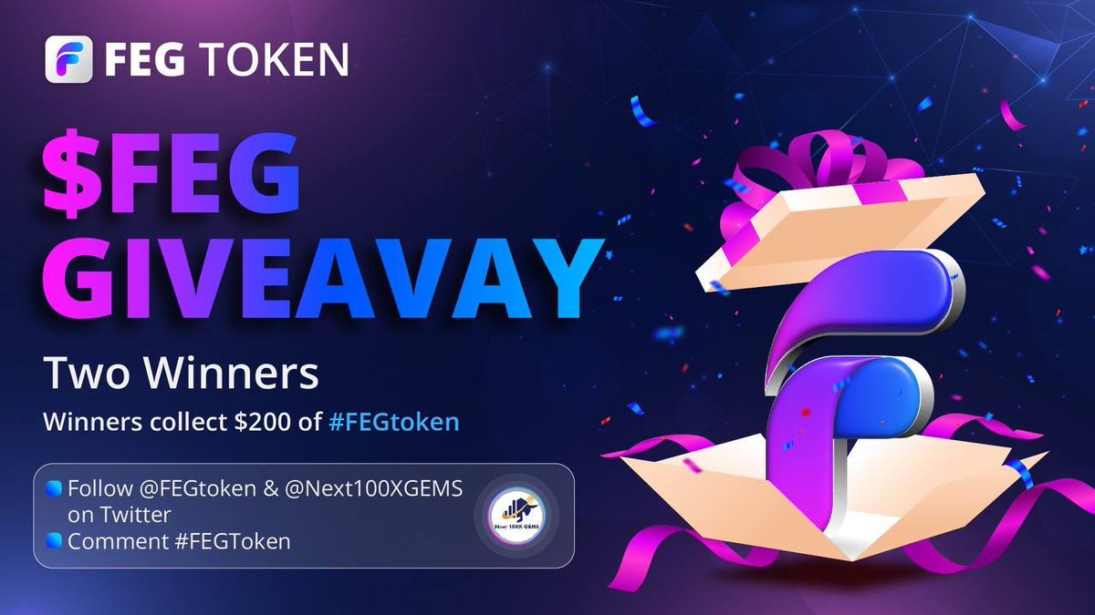 🏆 WIN $200 of #FEG🏆

The Two Winners 🎁 will be announced on Friday 28th 

Participating in this giveaway is simple and easy, on Twitter 

1. Follow <a href="/FEGtoken/">FEG (Feed Every Gorilla)</a>✅
2. And <a href="/Next100XGEMS/">Next 100X GEMS</a>✅
3. Like &amp; RT on this Tweet
4. Make a comment about #FEGToken ✅

Starting today &amp; running all