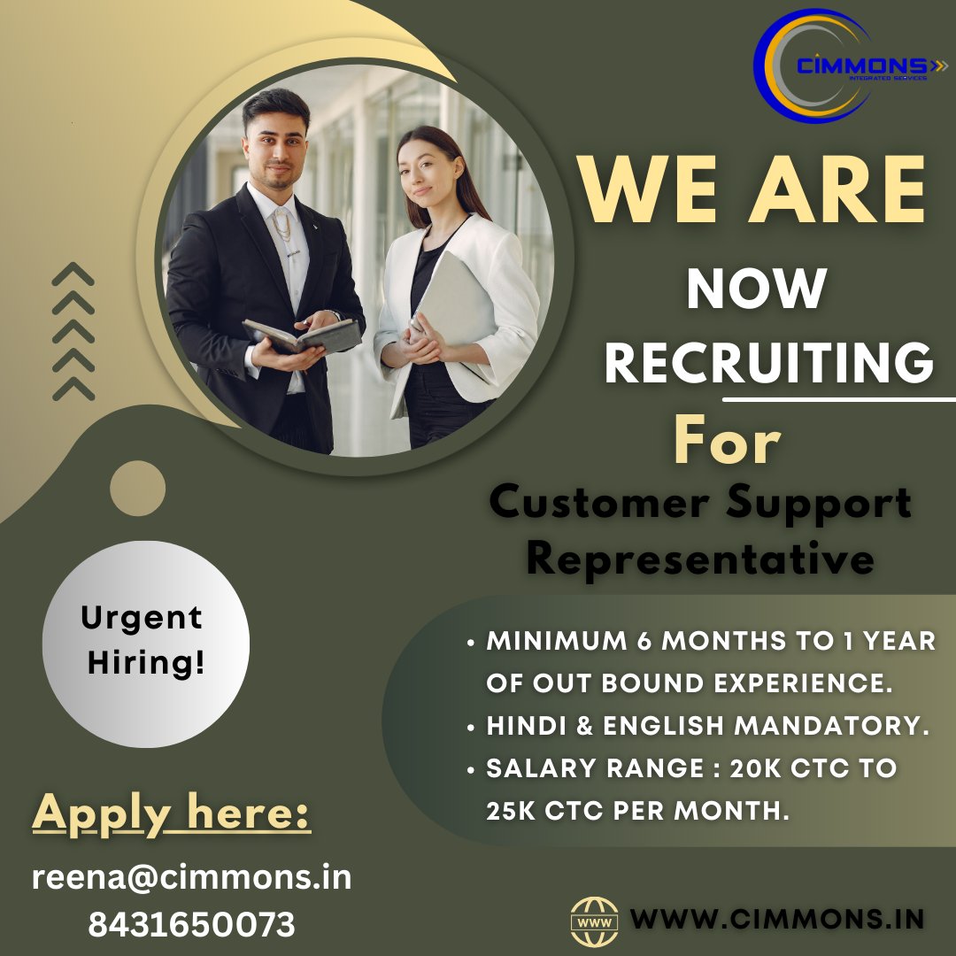 cimmons_'s tweet photo. We are hiring at @cimmons_ for the role of Customer Support Representative!
Know anybody who might be interested ??

#hiring #jobs #jobsearch #recruitment #job #nowhiring #recruiting #career #employment #careers #hiringnow #work #jobseekers #hr #resume #jobopening #jobhunt https://t.co/CBM5WV3E8o