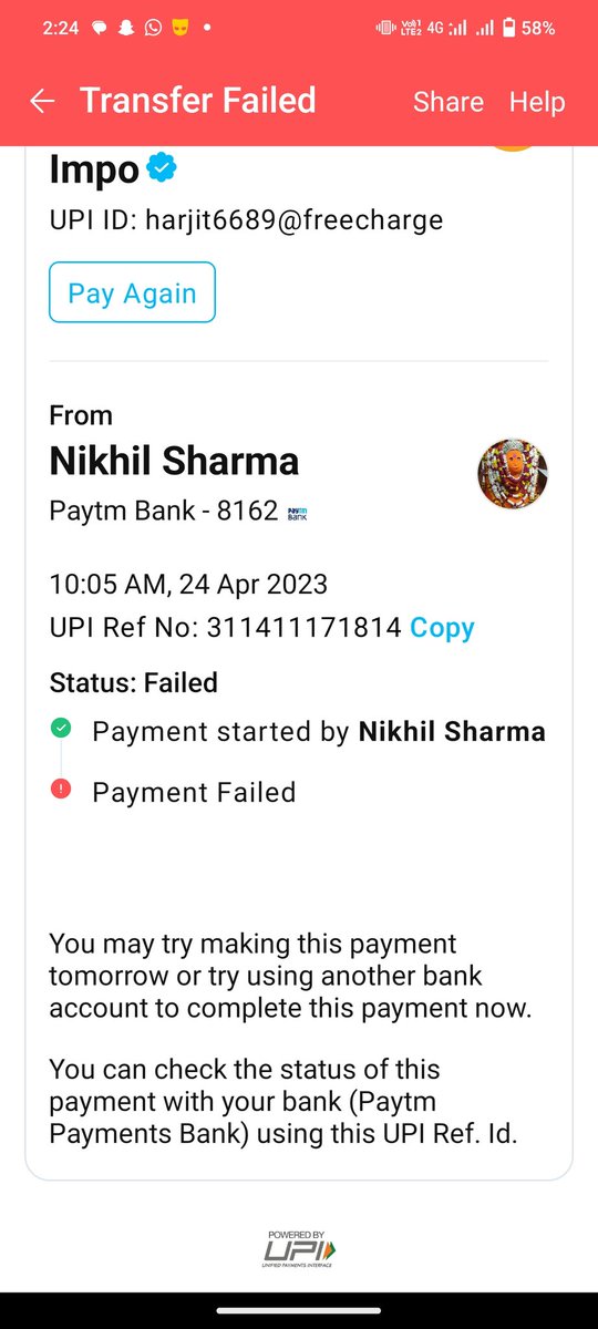 blacklisted8162's tweet photo. #pfa
@Paytm @PaytmBank @ConsumerReports @jagograhakjago 

Please refund my money https://t.co/uMa0imYe1W