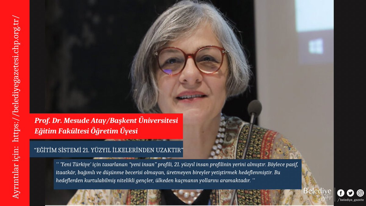 📌 Başkent Üniversitesi Eğitim Fakültesi Öğretim Üyesi Prof. Dr. Mesude Atay, Belediye Gazetesi’ne konuştu:

“Eğitim sistemi 21. yüzyıl ilkelerinden uzaktır”

🔗Detaylar için belediyegazetesi.chp.org.tr/2023/4/24/atay…