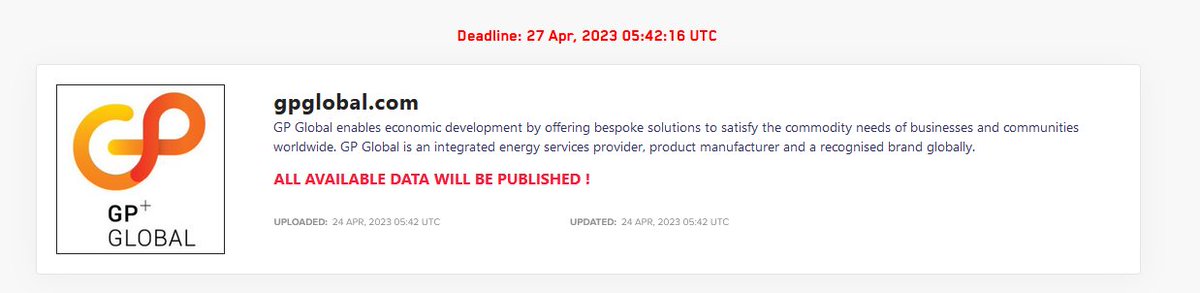 FalconFeedsio's tweet photo. LockBit #ransmware has added GP Global (https://t.co/Tf9yhHY9Fk) to their victim list. They claim to publish data on April 27, 2023.
#UAE
#lockbit
#databreach #CyberRisk #DarkWeb https://t.co/nHliehi1aR