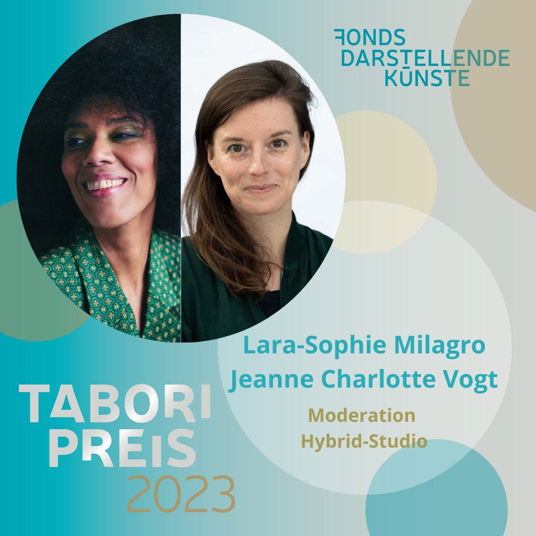 Der Stream beginnt um 17:30 Uhr. Live aus dem Tabori-Hybrid-Studio erwarten euch spannende Gespräche mit interessanten Gästen. Als Moderator*innen-Duo konnten wir Lara-Sophie Milagro und Jeanne Charlotte Vogt <a href="/Mlleparallele/">Jeanne C. Vogt</a> gewinnen!

Fotos: © Nils Schwarz / © Daniel Müller