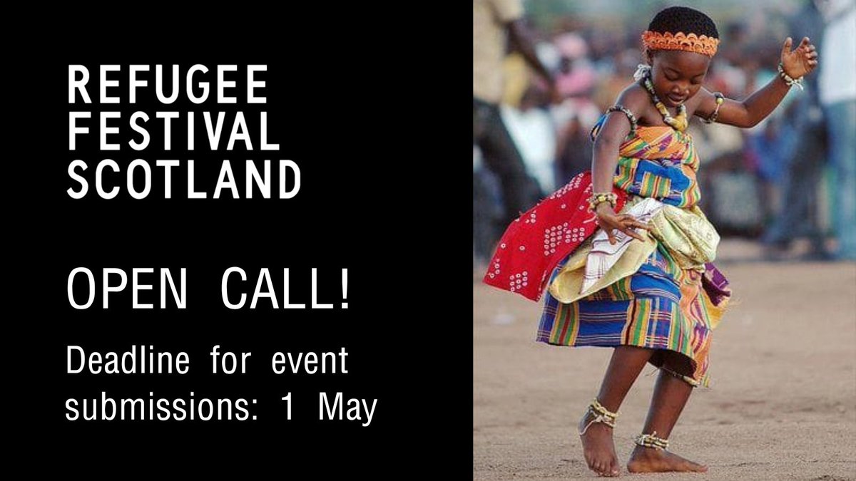 Just one week left to add your event to the Refugee Festival Scotland programme.  This year #RefugeeFestScot runs from 16-25 June, and the theme is hope. 

We’d love you to join the celebrations. Submit your event by 1 May to take part: scottishrefugeecouncil.org.uk/be-part-of-ref…