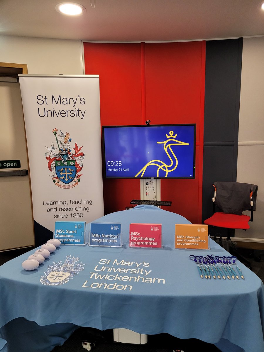 At the @basesuk Student Conference at @AngliaRuskin representing @YourStMarys postgraduate courses with @LDawsonSportSci . Come and say hi if you want to find out more about the degrees we offer or just to network