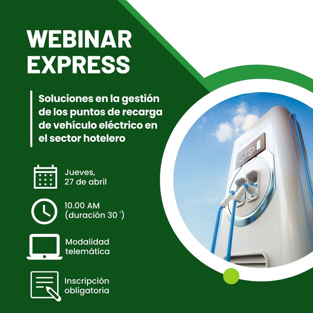 ¿Conoces la obligatoriedad de disponer de una estación de recarga por cada 40 plazas de aparcamiento en tu alojamiento?

Infórmate en el webinar organizado por <a href="/Adestic1/">ADESTIC</a> y <a href="/gaiagreentech/">GAIA GreenTech</a> sobre la gestión de los #puntosderecarga de #vehículoeléctrico.

ow.ly/PPKN50NQ8EJ