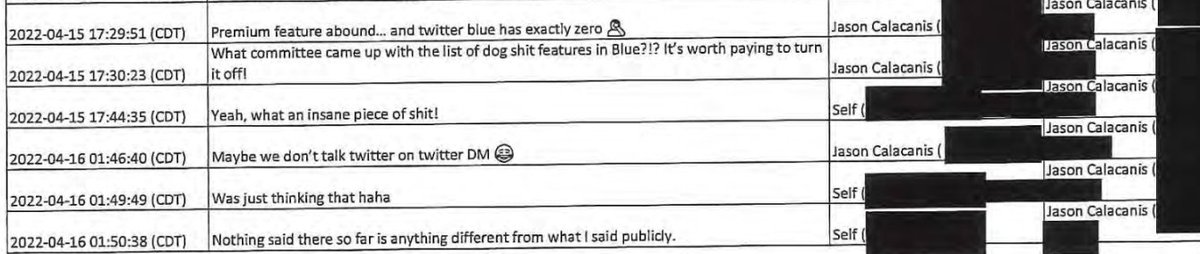 Just re-reading Elmo's pre-acquisition texts and this--Elmo calling then Twitter Blue 'a piece of shit' just one year ago reads very differently now. documentcloud.org/documents/2378…