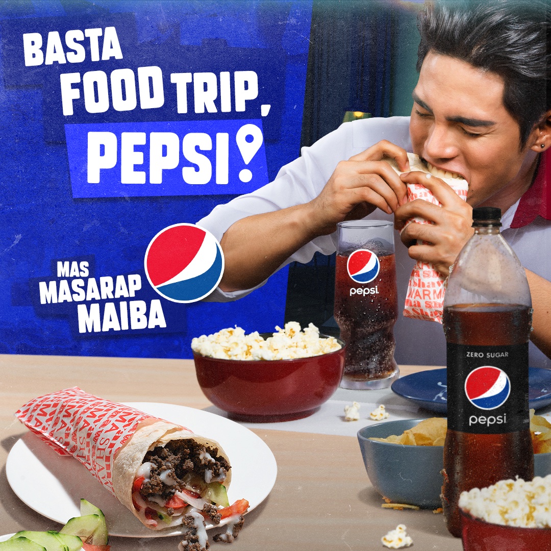 pepsiphl's tweet photo. Pepsi ang perfect ka-tandem sa iba't ibang klaseng food trip! Swak sa kahit anong cravings at combo na gusto mo! 😋 #PepsiMasMasarapMaiba https://t.co/qC5zx8hELm