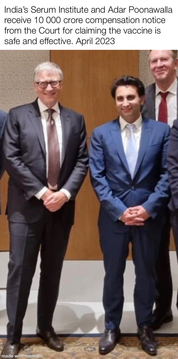 India 🇮🇳   momentum is building against Bill Gates and his partner in crime.

Adar Pooniwalla spent much of 2022 trying to silence opposition to the vaccine and even called on police to arrest vaccine awareness activists, the Awaken India Movement. But the Bombay High Court was