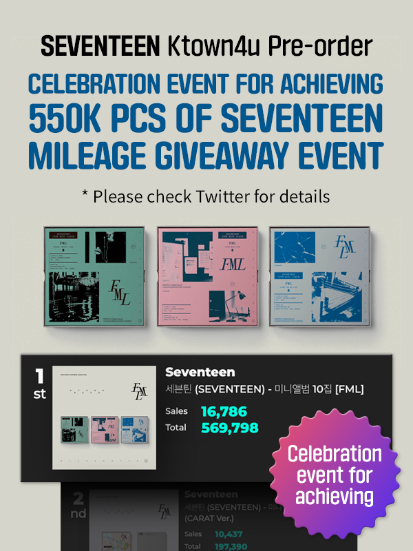 🎉Celebration event for achieving the sale of 550K  of SVT album🎉

🎁5500 mileage will be given to 10 winners!

How to join ⁉
1. Please "QT" this post. 
2. Post a congratulatory message &amp; hashtag below.

#SVT_Ktown4u_550K_Celebration