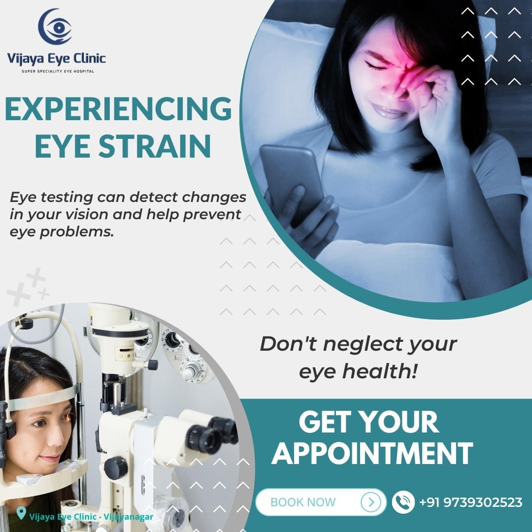 vijayaeyeclinic's tweet image. If you&apos;re experiencing eye strain or discomfort, it may be time for an eye exam. Eye testing can detect changes in your vision and help prevent eye problems. Don&apos;t neglect your eye health! 

#Vijayaeyeclinic, #vijayanagareyeclinic, #eyetesting #eyehealth #preventativecare