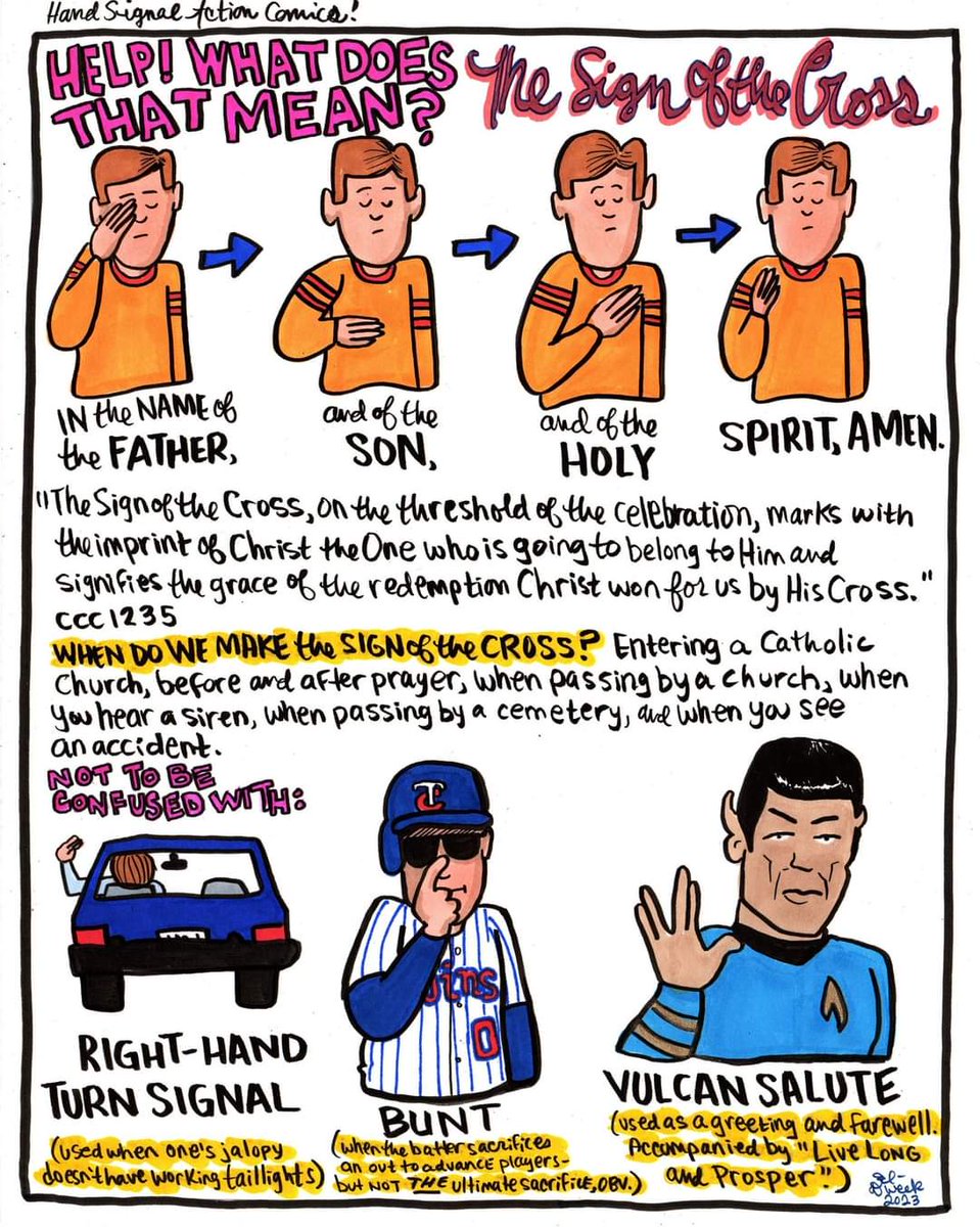 Amanda_ElDweek's tweet photo. This week's and last week's parish Facebook page comics!
(In that order.)
#Catholic #CatholicTwitter #Catholiccomics #comics #webcomics #signofthecross #spock #thirdbasecoach #startrek #baseball #catholichumor https://t.co/rBEsSu6JUi