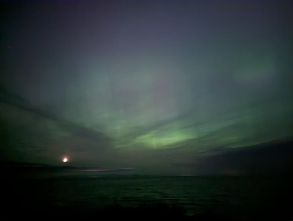mjlambie's tweet photo. Here what i saw from Port Austin, MI dark sky park tonight. It didn't do justice to the wrists wisps of lights dashing over our heads. But it was still cool. Makes me want to go to Iceland or Alaska to see it. https://t.co/mzYNuEJUMM
