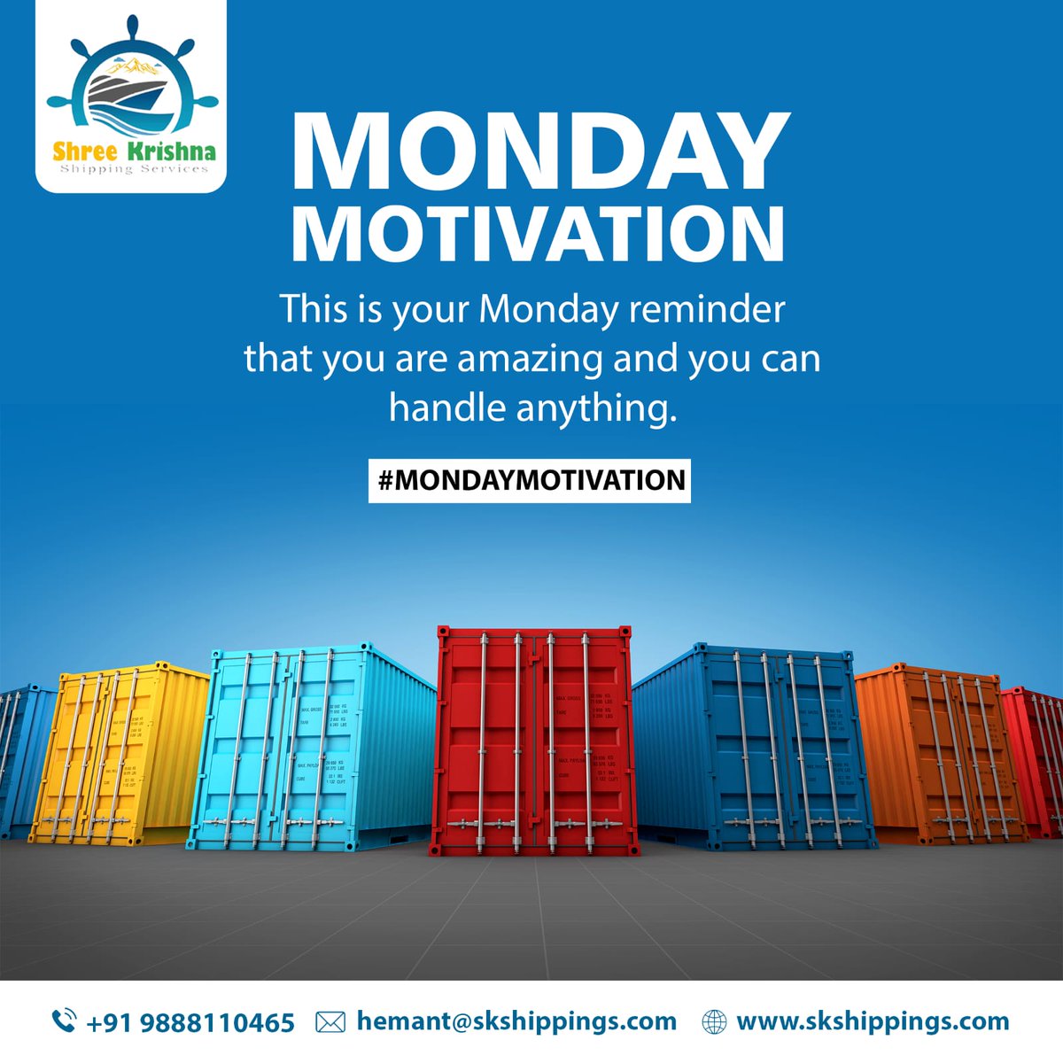 ShippingShree's tweet photo. This is your Monday reminder that you are amazing and you can handle anything.
https://t.co/5xEGVNXCKP
#ShreeKrishnaShippingServices #SKSS #india #logistics #freightforwarderinludhiana #supplychain #shipping #freight #logisticscompany #logisticsmanagement #delivery #business https://t.co/2OhV1F8qBU
