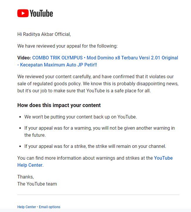 esqweetle's tweet photo. @TeamYouTube I have finished it. but was refused. and this result in my opinion is not appropriate.
please check all my videos again.
all my videos have the same material in creating content https://t.co/1OB9oF6DzL