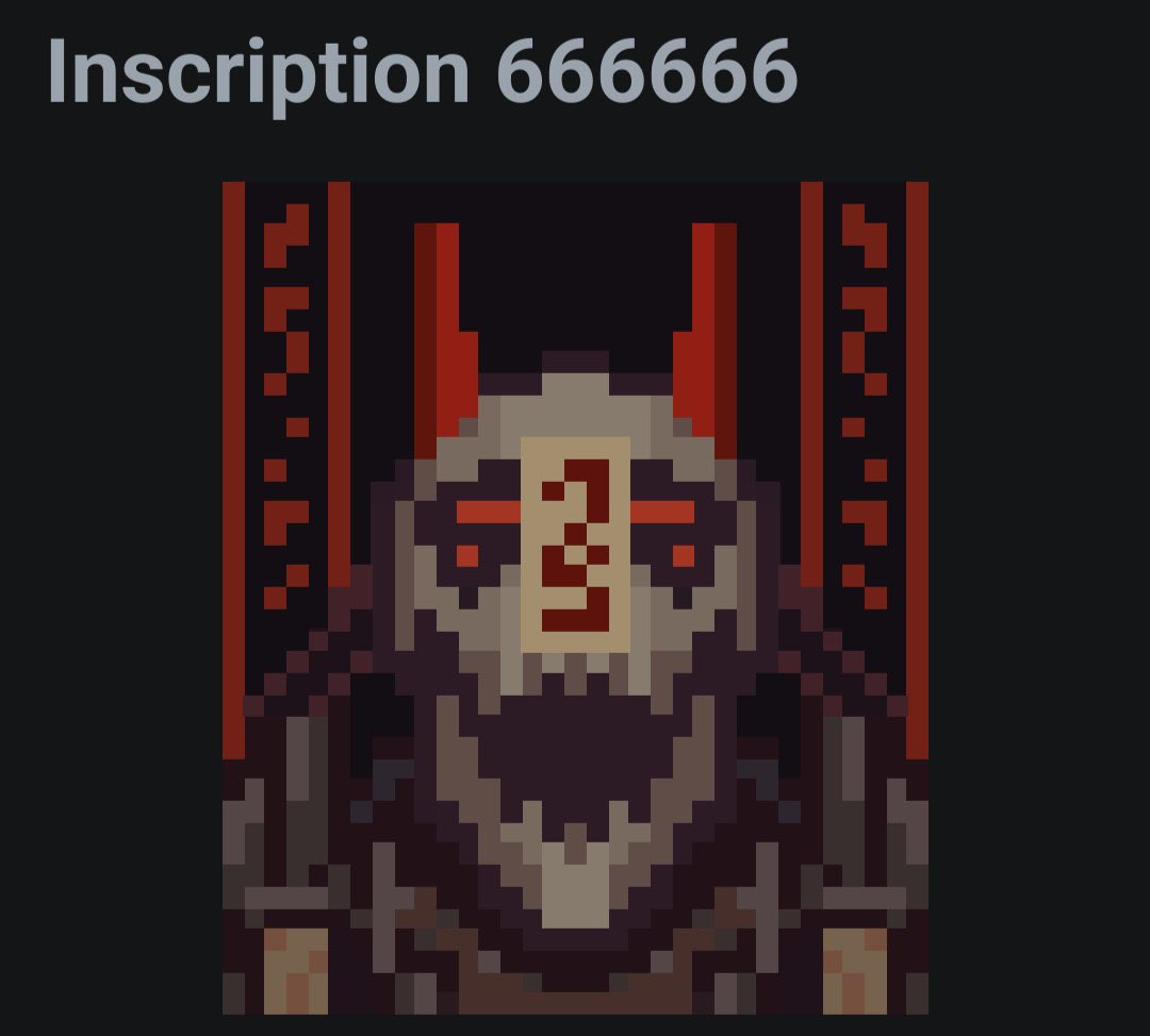 Knox556's tweet photo. @BitcoinMagazine @0xBlackeye This is the 666666th inscription 

Evil is coming 😈 https://t.co/mTrvuXYWze
