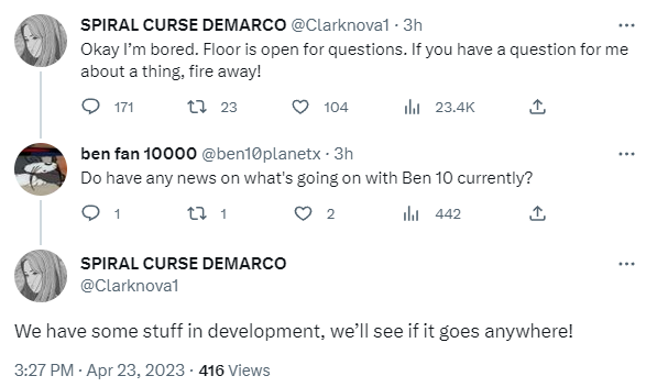 <벤 10> 리부트 루머가 포착되었습니다. 워너 브라더스 애니메이션의 Senior VP 인 Jason DeMarco씨의 트윗에서 신규 벤 10 작업이 진행중이며, 실제로...