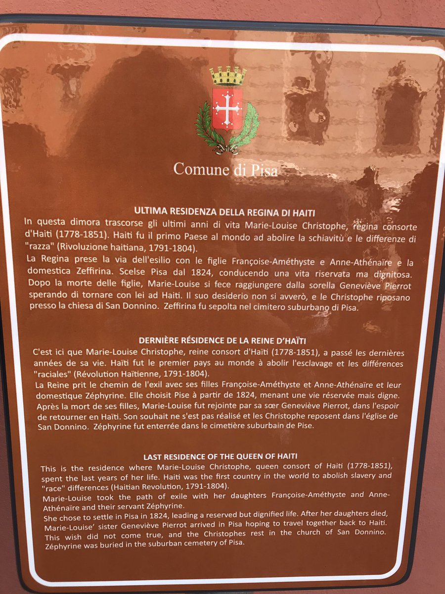 We made it. Queen Marie-Louise of #Haiti has her 2 historical markers in #Pisa. I sincerely want to reach out to all those who helped us and me specifically throughout these months. /1