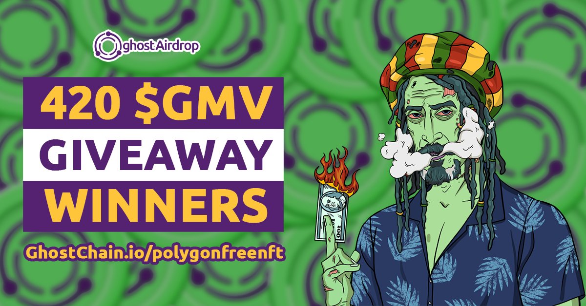 🚨 420 $GMV GIVEAWAY WINNERS🥳

Winning JML NFTs:
🔗 ghostchain.io/420-winners

#Airdrop #AirdropAlert #GiveawayAlert #NFTGiveaway #AirdropCrypto #crypto #cryptocurrency #defi #blockchain #Decentralization #GameFi #Web3Community #Web3 #NFTFI #Launchpad #PEPE #memecoins #giveaway