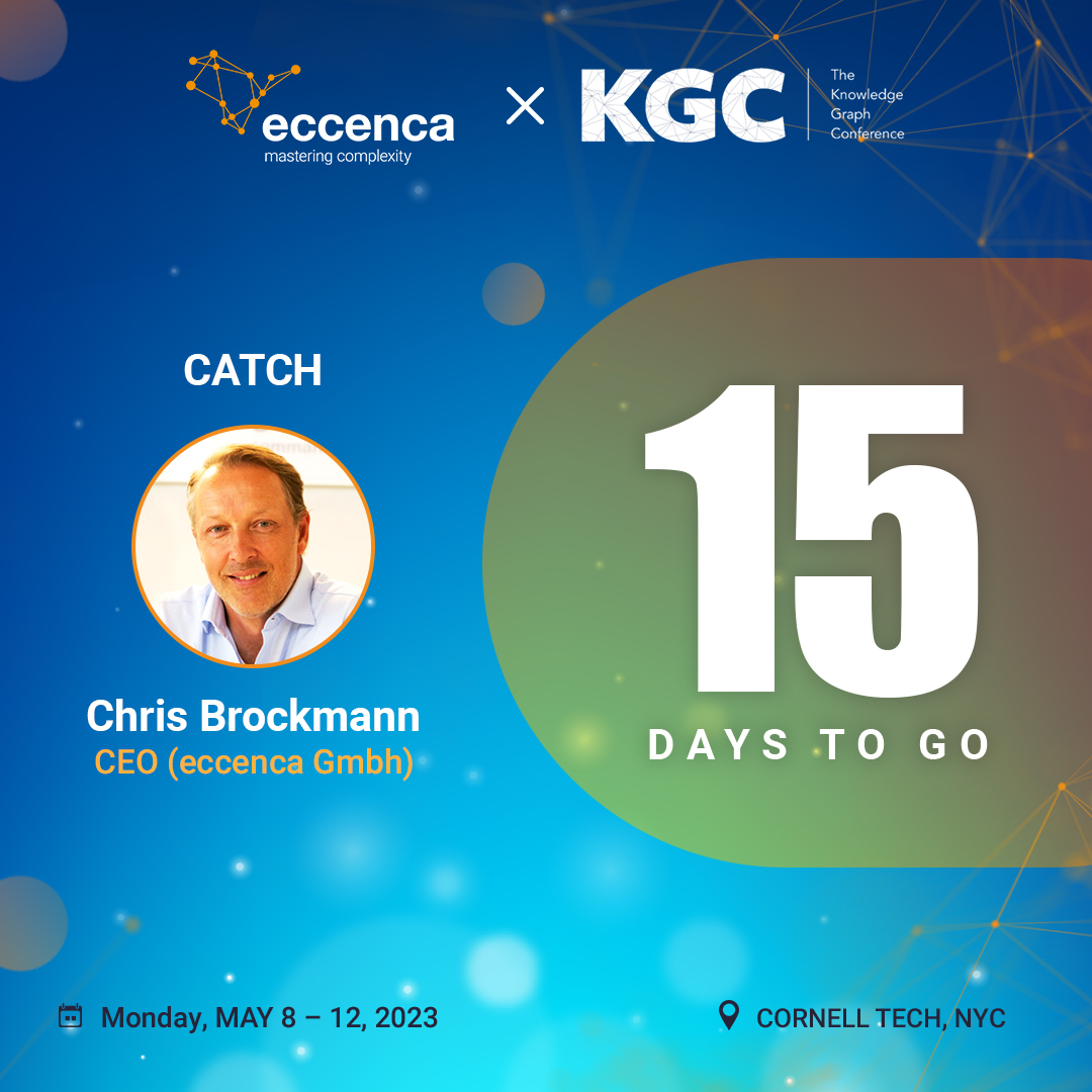 🚨Just #15days until the highly-awaited #KGConference at #CornellTechCampus in #NewYorkCity from May 8-12, 2023! 🎉 Expand your #knowledge with Chris Brockmann, #eccenca CEO !! See you there!!✔️