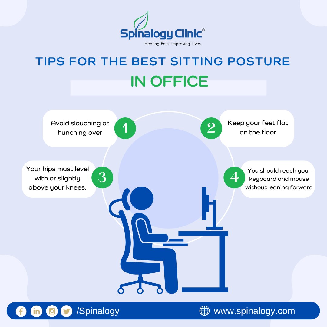 Tips for the best sitting posture in Office

#Spinalogy #SpinalogyClinic #Posture #OfficePosture #HealthyHabits #ErgonomicWorkspace #BackHealth