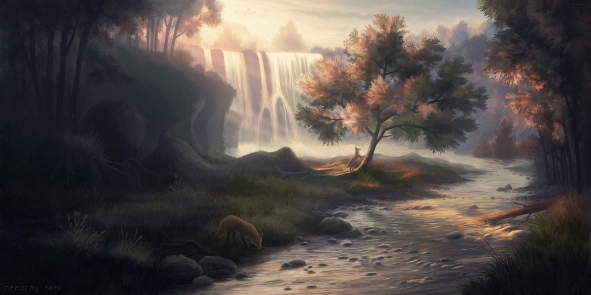 neeostar's tweet photo. Fyerra [2020]
The fox brothers Fyor and Kael are wandering post-exodus planet Fyerra in search of food, while trying to recollect what happened before they were turned into foxes.

#digitalpainting #landscapepainting #digitalart #krita https://t.co/7eA6BdzvhF