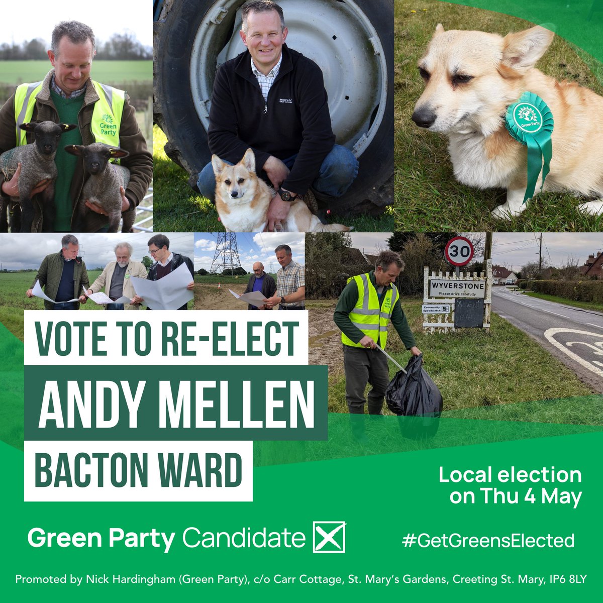 MidSuffolkGreen's tweet photo. 💚 Vote to re-elect Andy Mellen as your district councillor for #Bacton ward.
Read more about Andy here:
https://t.co/XgTJyszA2H
#GetGreensElected #VoteGreen #MidSuffolk #Wyverstone #Cotton #Westhorpe #Finningham #WyverstoneStreet #FordsGreen #CanhamsGreen #EarlsGreen https://t.co/OYMVuTu3M8