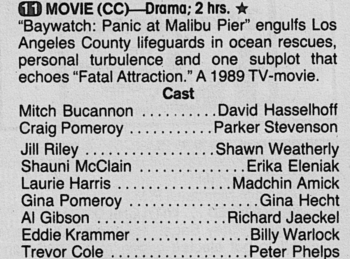 RetroNewsNow on Twitter "📺 ‘Baywatch’ DEBUT (TV Guide, April 23, 1989)"