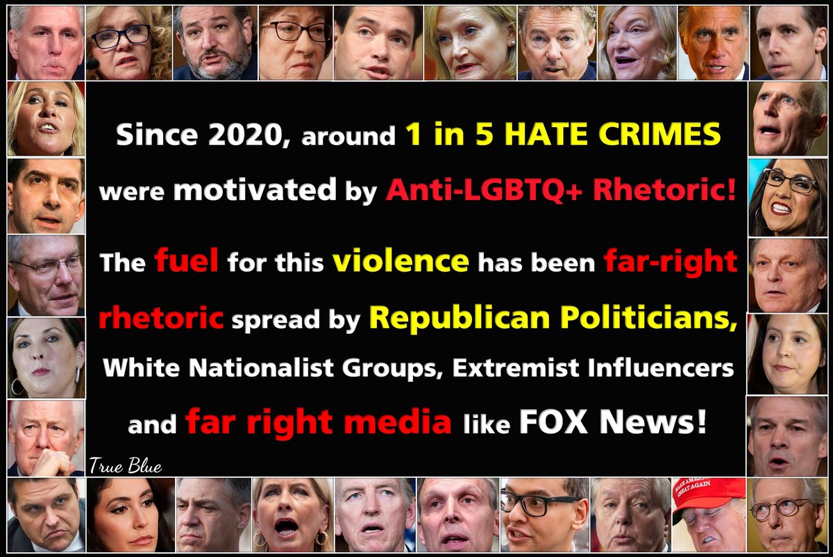 🤬 Anti-LGBTQ+ rhetoric & HATE speech from #Republican Lawmakers is fuelling VIOLENCE against our #LGBTQ+ family and friends!

STOP Republican Christian Fascism!

ADVOCATE for LGBTQ+ Rights and make a difference.

#RepublicanChristoFascism
#VoteBlueEveryElection