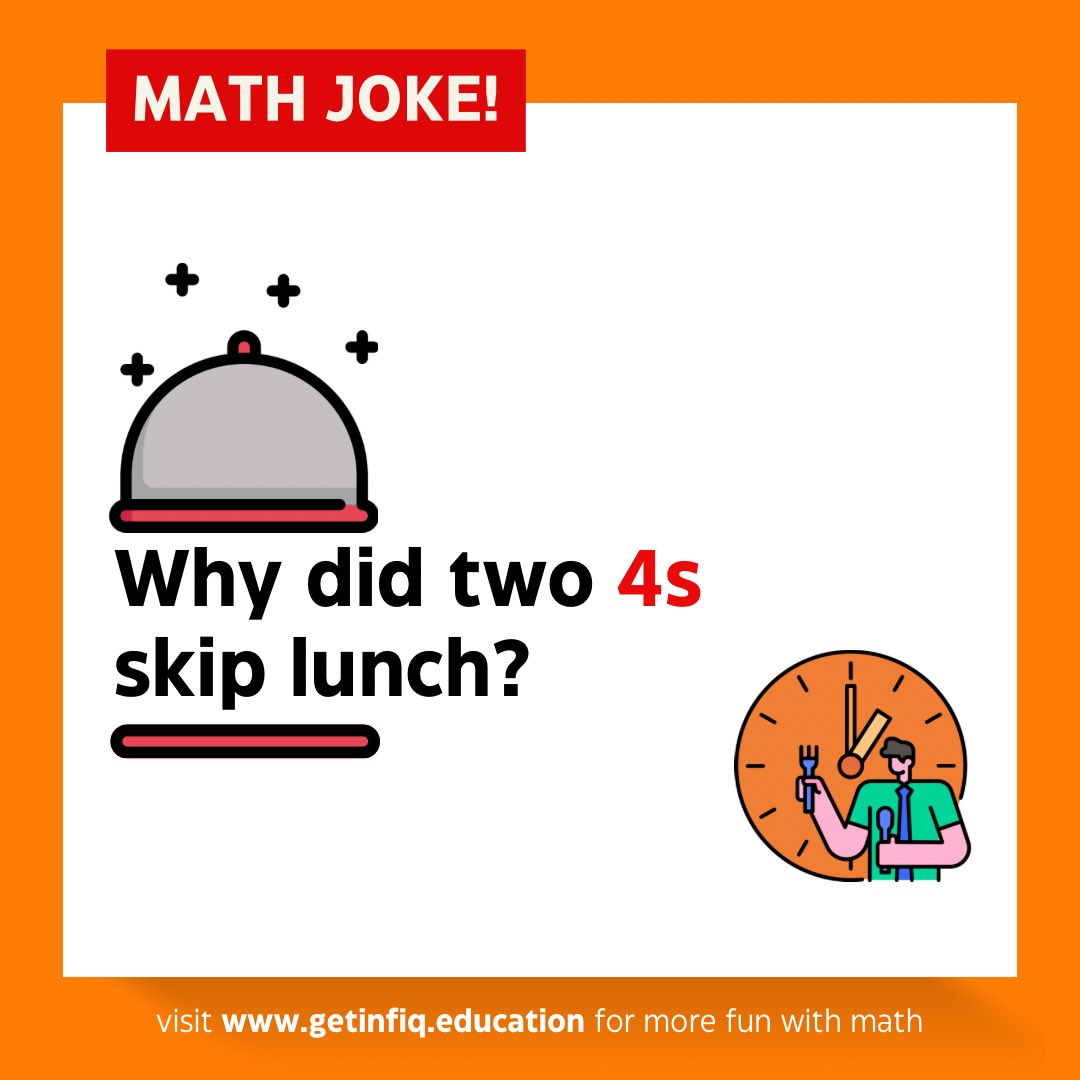Mathematics meets fun time! Get ready to have a blast while cracking this engaging math riddle!

Like, Comment and retweet this for spreading the math love!

#math #mathfun #jokes #learnmath #playmath #Mathematics #mathisfun #mathforkids #mathart #MathTest #mondaymotivation