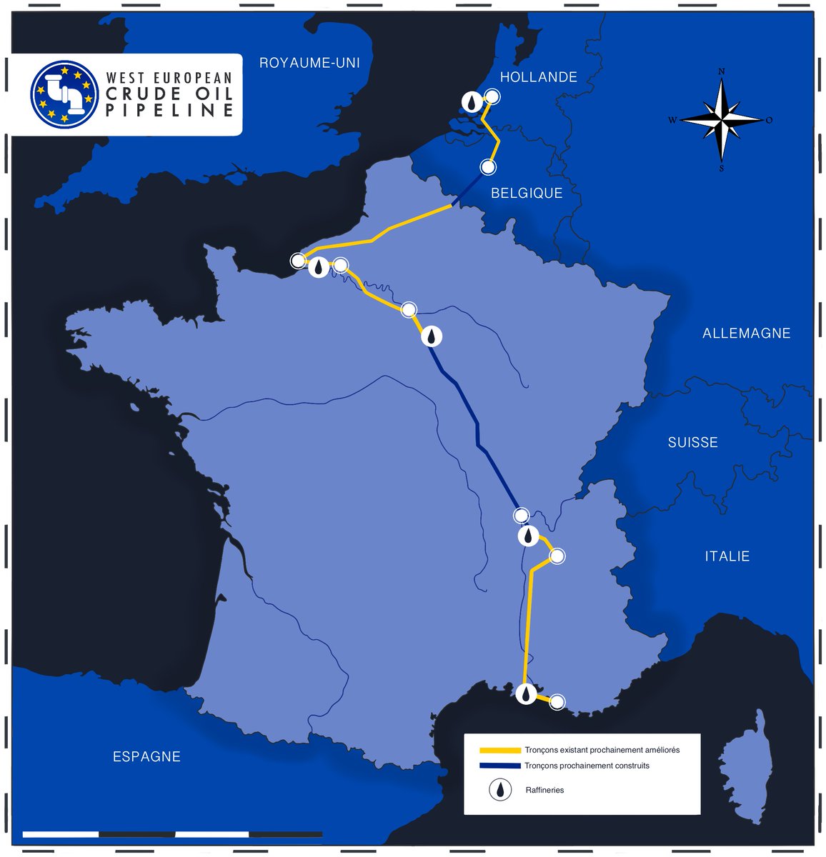 Voici la carte 🗺️  expliquant le tracé de notre nouvel oléoduc #WECOP, pensé pour approvisionner au mieux notre territoire tout en ayant un impact minime sur la biodiversité 🌳