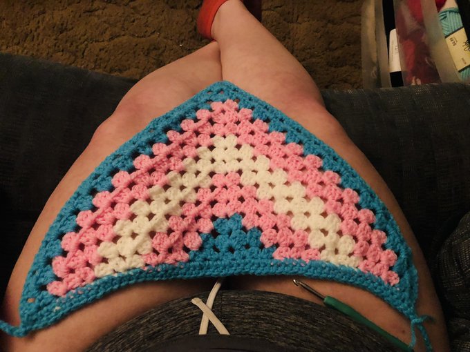 I made a trans flag themed bandanna ❤️ I will always support my my lgbtq+ community and right now they