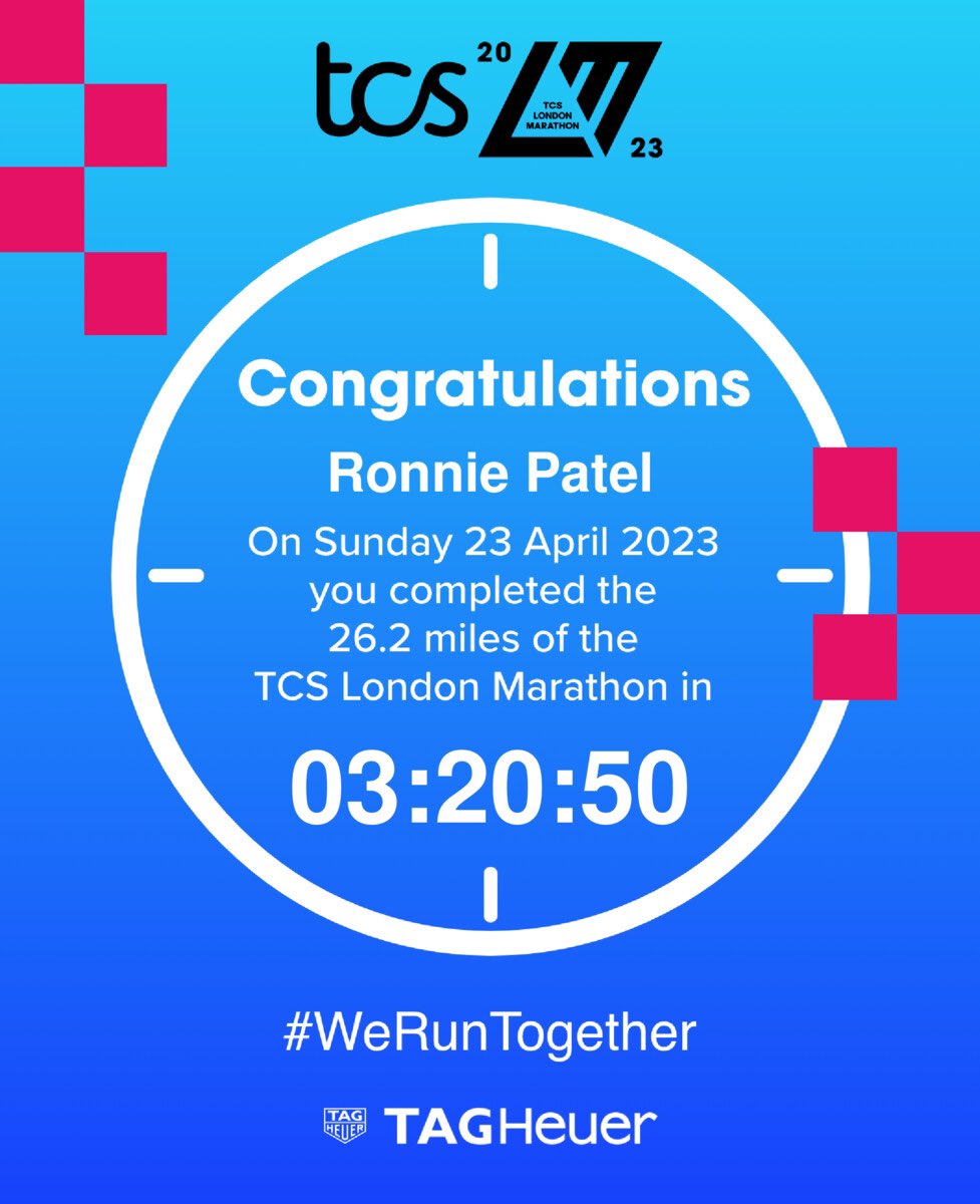 ronniepatel1988's tweet photo. London Marathon 2023 @LondonMarathon ! Yesterday I ran 26 miles in 3hr20 in pouring rain, with 2 hours sleep for @supportkings https://t.co/BIk0gjq9zN
To see full run analysis follow me on https://t.co/ZfNBCkKlCC #tcslondonmarathon #supportkings #caml #runchat https://t.co/jMJcYH7lNn