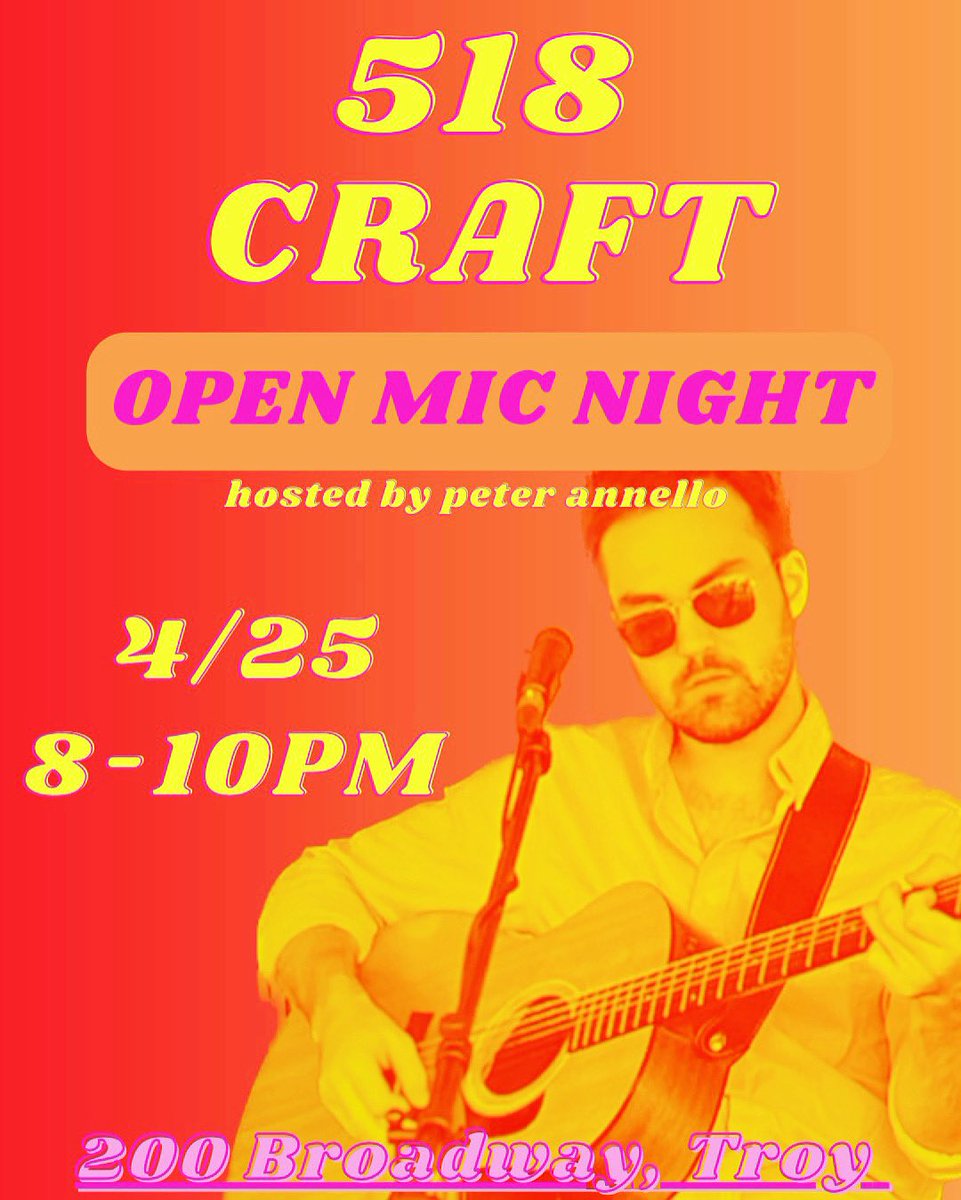 peterannello's tweet photo. At 518 Craft in Troy
8-10PM
2nd &amp; 4th Tuesdays https://t.co/mOHgvsDlsp