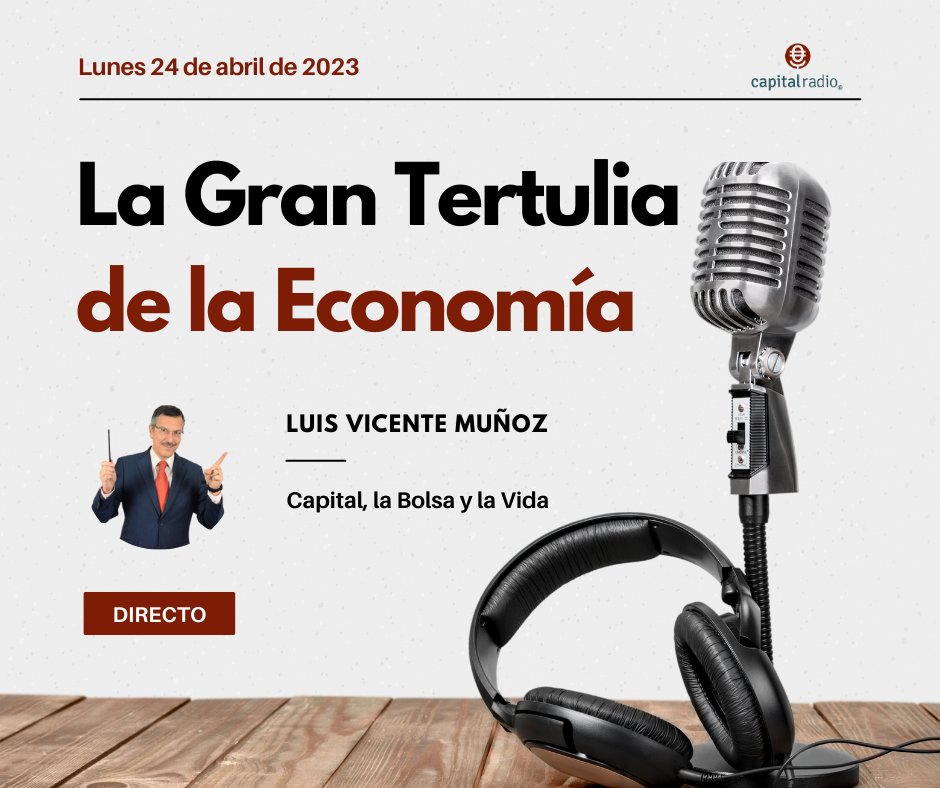 capitalradiob's tweet image. 🔴DIRECTO | Comienza 'La Gran Tertulia de la Economía', con @LuisVMunoz:

👤@FeZunzunegui, abogado y profesor.
👤@MJoVillanueva, consultora de salud y farma.
👤@JSalcedoGomez, presidente del Foro de Economistas Inmobiliarios y socio director de CEFRE.

📻capitalradio.es/directo