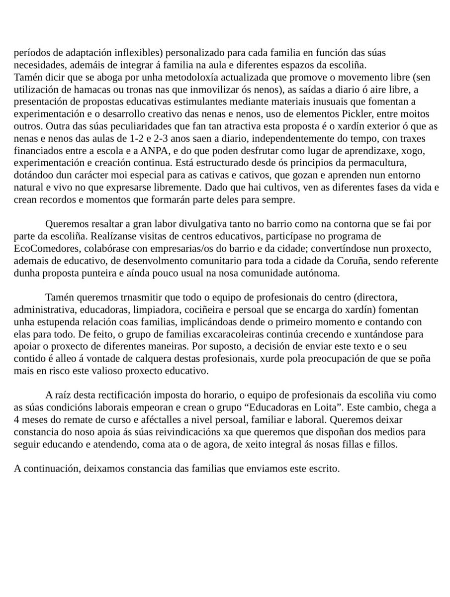 TigerLyli's tweet photo. En EIM A Caracola continúa el acoso a los padres. Se les ha olvidado el pequeño detalle (sin importancia) de que en el horario que proponen, la escuela está cerrada de 7 a 8, por lo que los padres nos quedaríamos sin 1 hora de las 8 de gratuidad que paga la @Xunta a todos los https://t.co/cmGjvsFElX