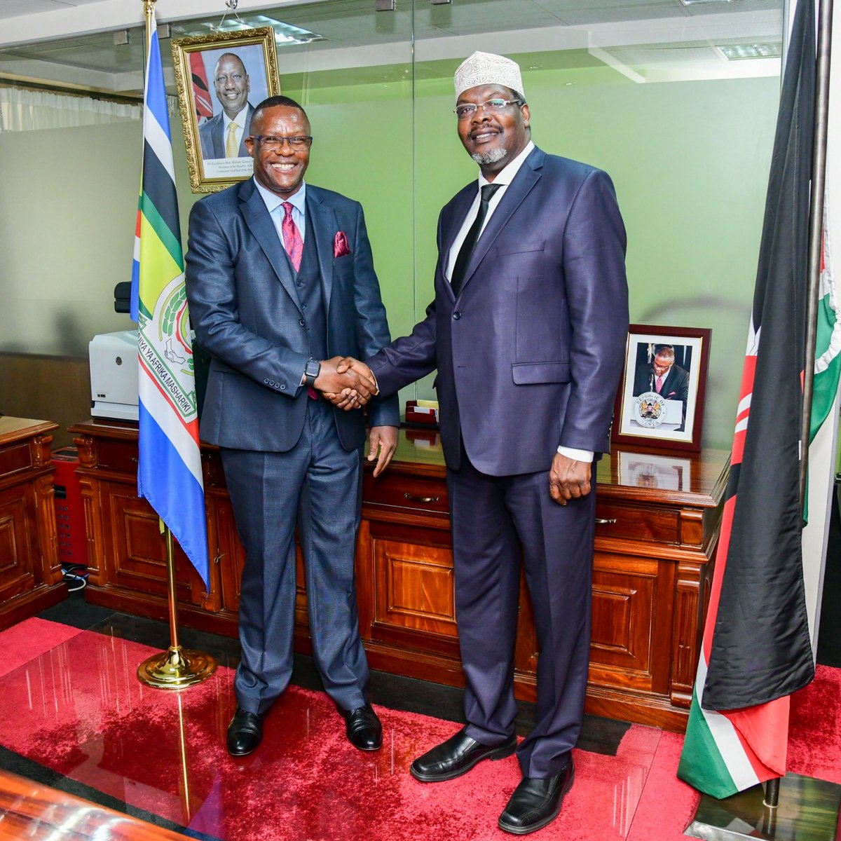 MigunaMiguna's tweet photo. Paid a courtesy call to CS for ICT, ⁦@EliudOwalo⁩, with former Migori Governor, Okoth Obado, earlier this morning. https://t.co/WZvRg8XIKl