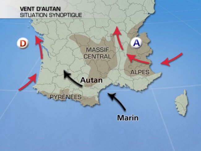 quand la météo parle d’« instabilité sur le flanc est » et de « vent d’autan » dans le sud-ouest.... (📷 Météo-France)... 
#culturestrategique
#motivationdulundi