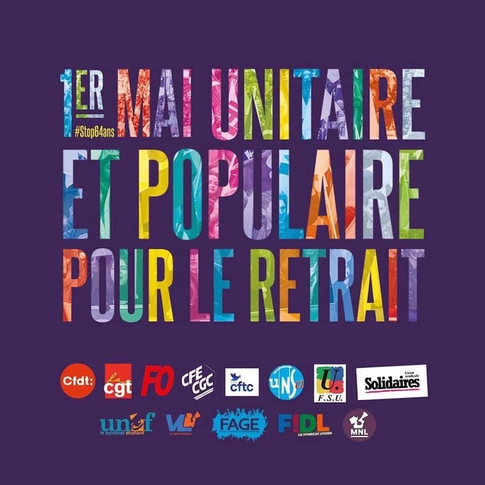 #1Mai on reprend tous ! 
RDV 10h30 porte d'Aix à Marseille #ReformeDesRetraites #MacronTrouDuCul