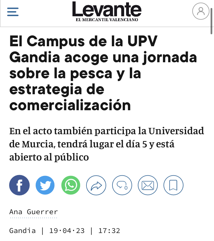 digipesca's tweet image. La Universidad de Murcia y la Universitat Politècnica de València organizan, dentro del proyecto #DIGIPESCA, la jornada ‘Las Organizaciones de Productores de Pescado y otras estrategias de comercialización de productos del mar’. 
levante-emv.com/safor/2023/04/…
