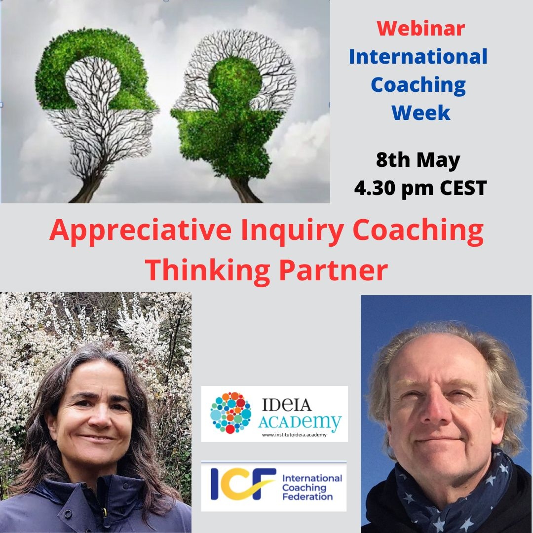 institutIDEIA's tweet photo. From #AppreciativeInquiry Coach to being a #ThinkingPartner in an organizational environment. #icf @miriamsubirana @ceeshoogendijk #internationalcoachingweek #webinar Free Register here: https://t.co/Ir9d4pCK2b 8th May at 4.30 pm CEST time https://t.co/obfe5A77eU