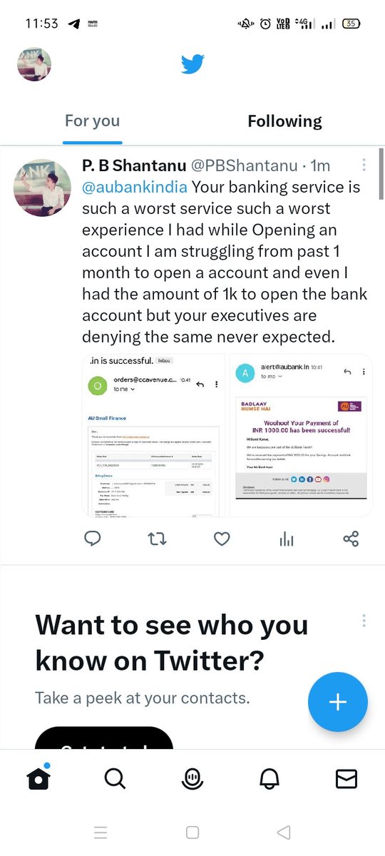 PBShantanu's tweet photo. @aubankindia #badlaavhumsehai 
#shameonyou@aubankindia

Want my amount back cause I already mailed these things to your customer care but they are just sleeping don't wanna open my bank account in such banks where the organization is in fraudulent activities and denying the facts https://t.co/HaAERzoEY0