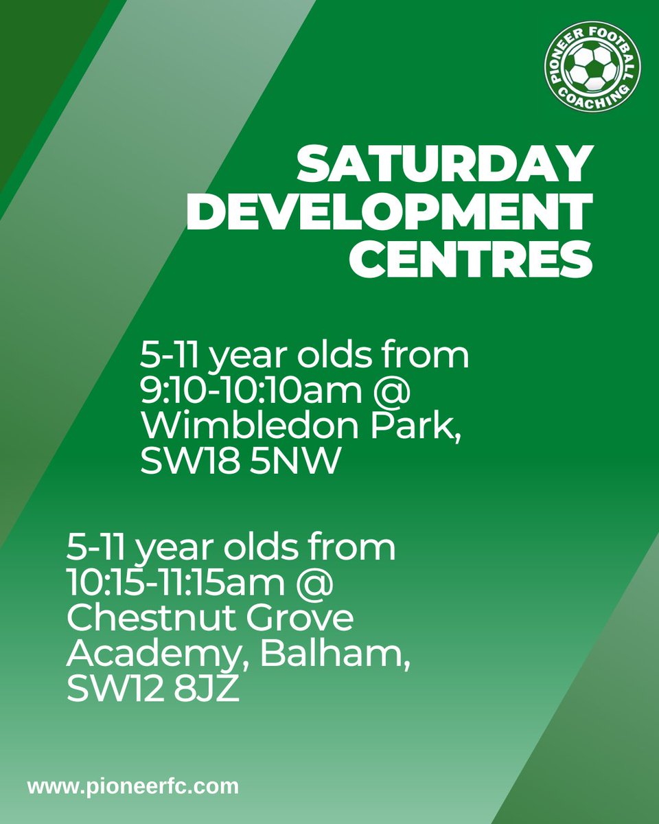 Check out our training schedule for the week and stay tuned for upcoming trials!

#traintowin #getgoing #footballfever #footballfitness #football #gamefaceon #footballedits #lcsyfl #londonfa #footballtime #pioneerfc #soccer #squad #squadgoals #streatham #streathammums #teamspirit