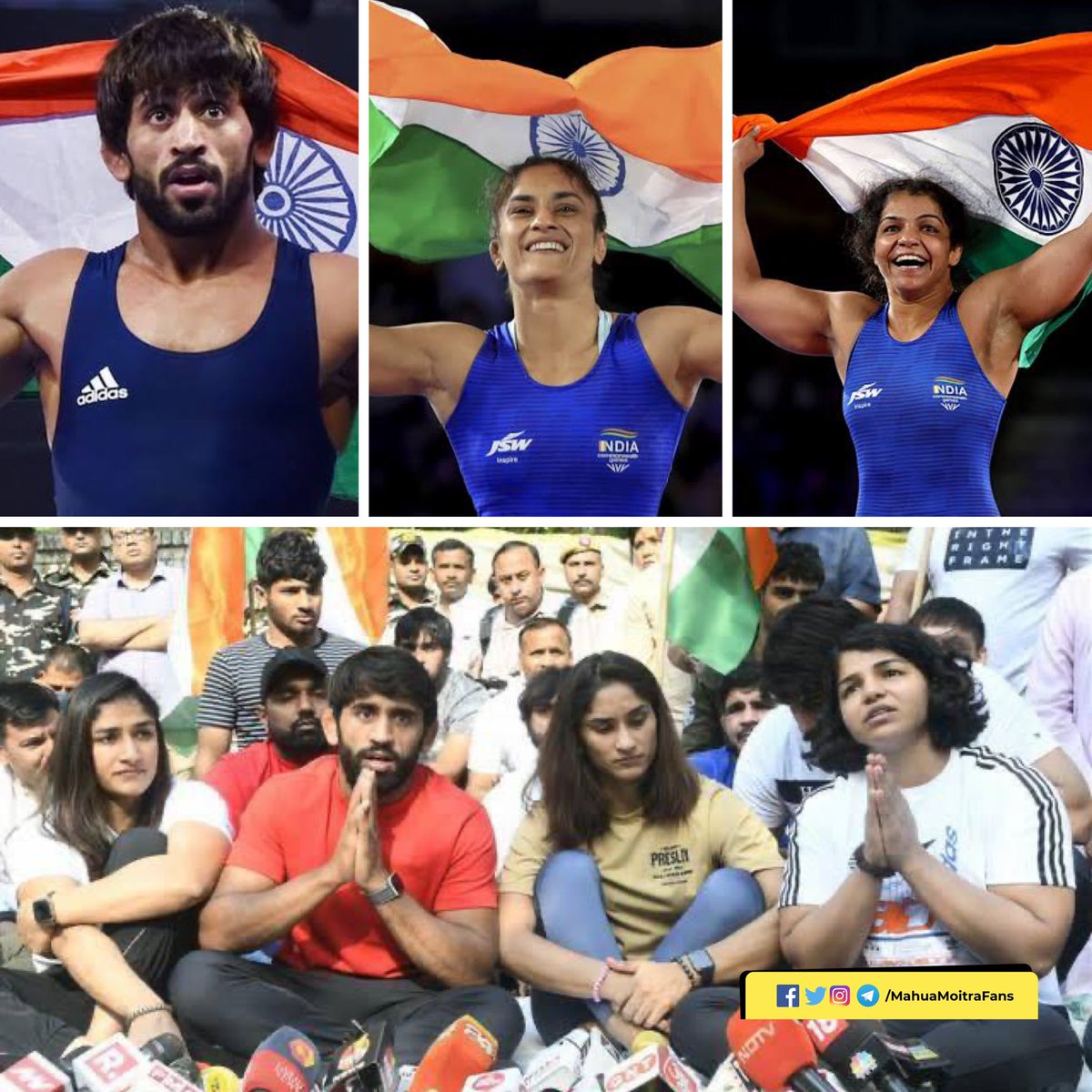 Arnold அர்னால்டு on Twitter "RT MahuaMoitraFans Vinesh Phogat, Sakshi Malik & Bajrang Punia