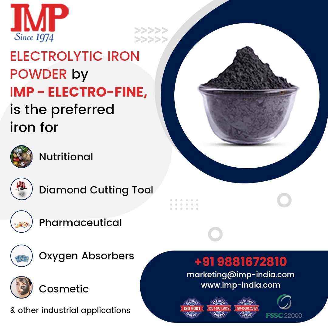 PowdersMetal's tweet image. ELECTROLYTIC IRON
POWDER by
IMP - ELECTRO-FINE, is the preferred iron for,
➡Nutritional
➡Diamond Cutting Tool
➡Pharmaceutical
➡Oxygen Absorbers
➡ Cosmetic

For more details contact us on +91 9881672810
imp-india.com

#IMP #IMPIndia #ReducedIronPowder #AlloyPowder